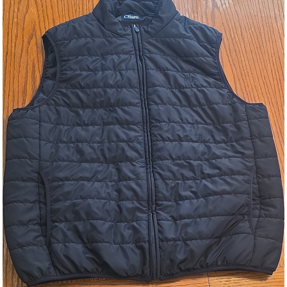 Chaps Mens Jacket XXL Quilted Puffer Vest Sleeveless Black
